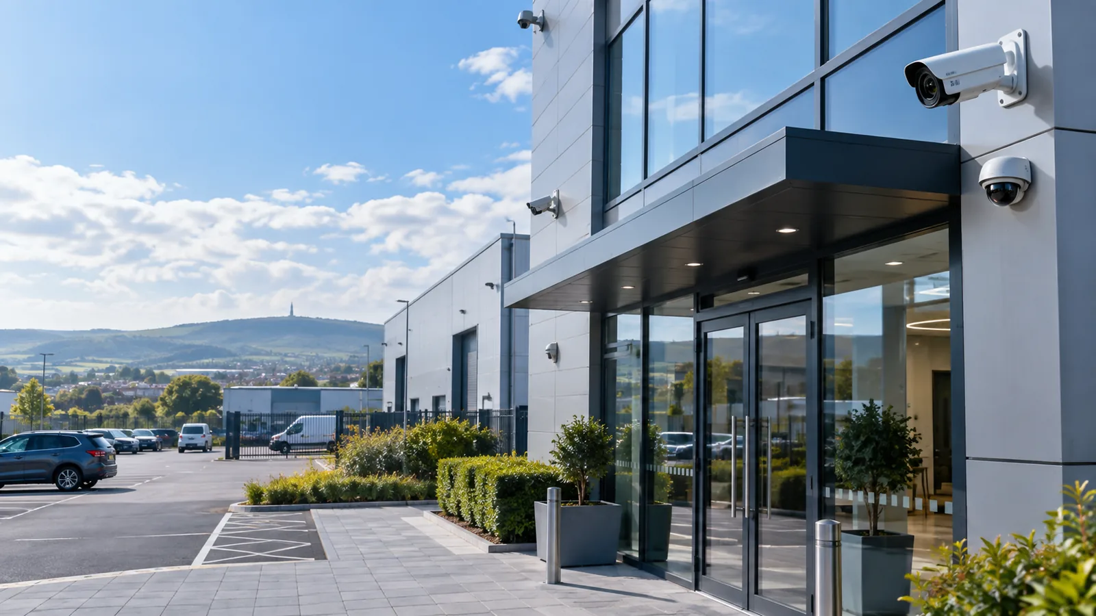 Commercial CCTV protecting a modern business premises