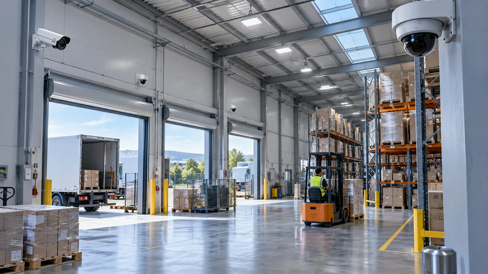 Warehouse loading area protected by CCTV